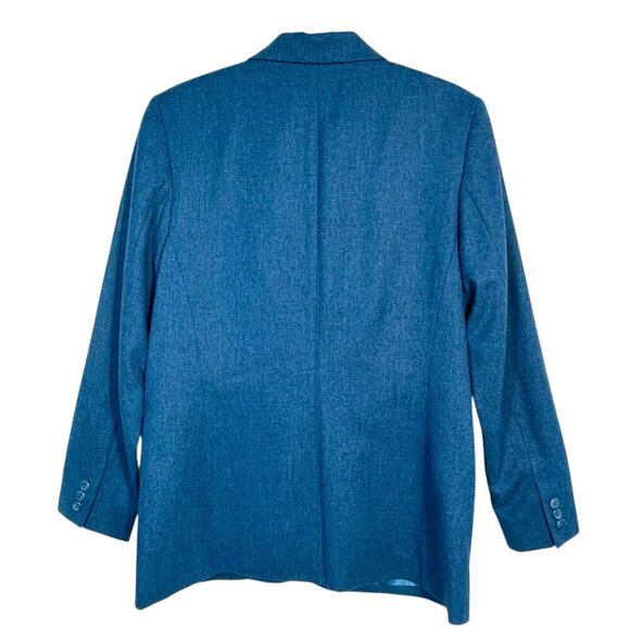 Vintage Pendleton 100% Virgin Wool 2-Piece Midi Skirt Suit Set Blue Blazer 8/12 - Picture 4 of 16